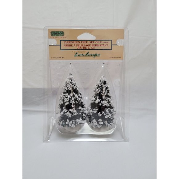 Lemax Other - Lemax Village Set of 2 4" Evergreen Tree Flocked Snow Christmas - 44086 New